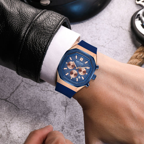 MEGIR Fashion Sport Military Watches for Men Luxury Quartz Wristwatch Silicone Strap Waterproof Date Clock 24-hour Reloj Hombre 2215